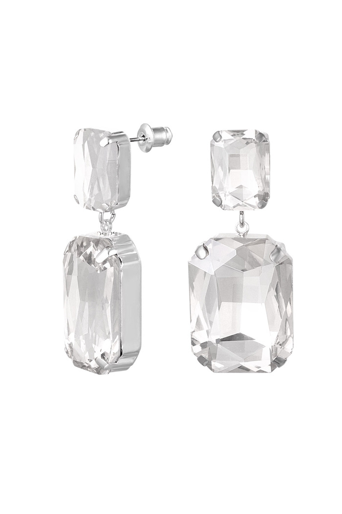 Pendientes 2 perlas de vidrio - plata Perlas de vidrio 