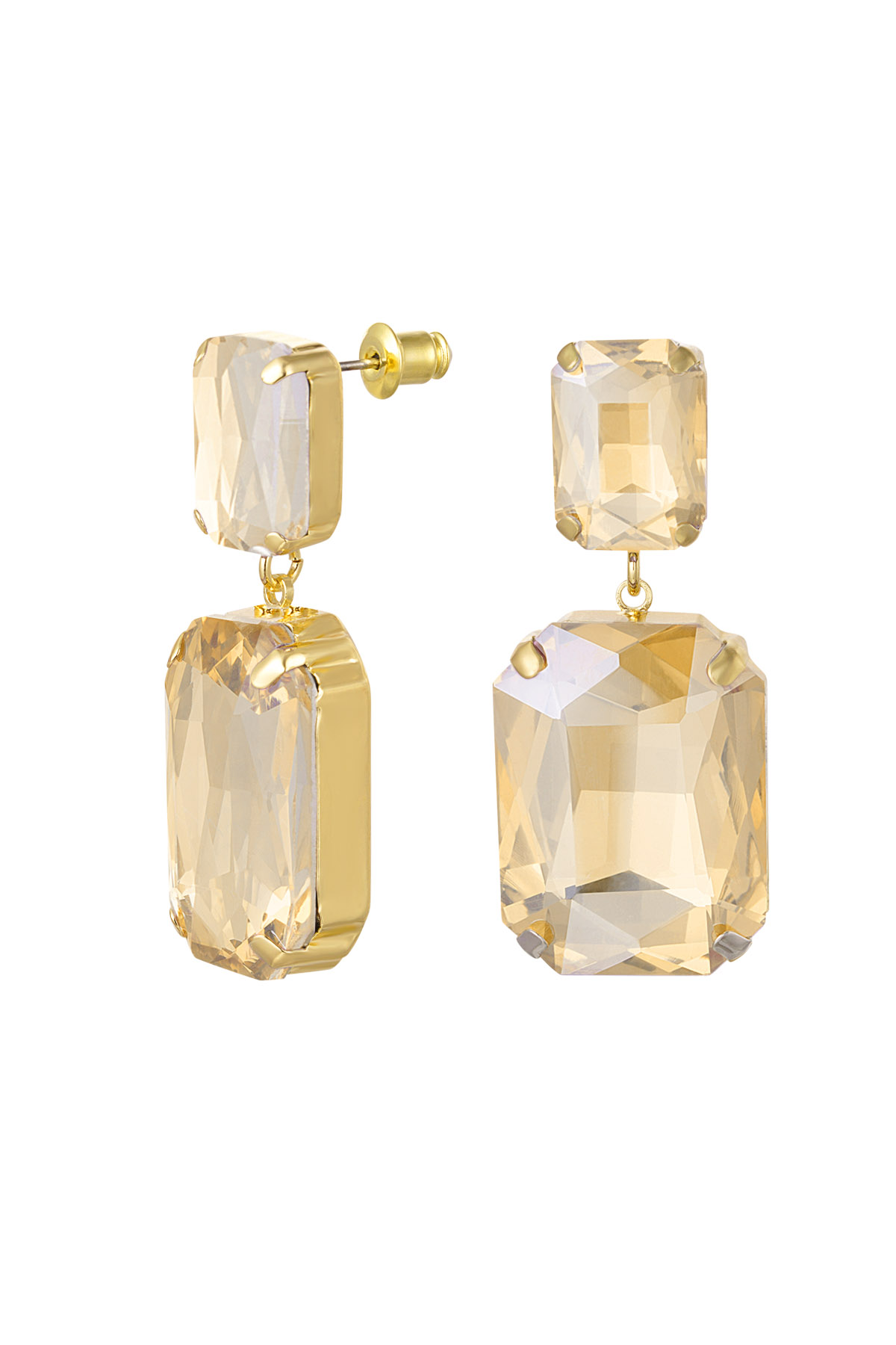 Pendientes 2 perlas de vidrio - oro Perlas de vidrio 