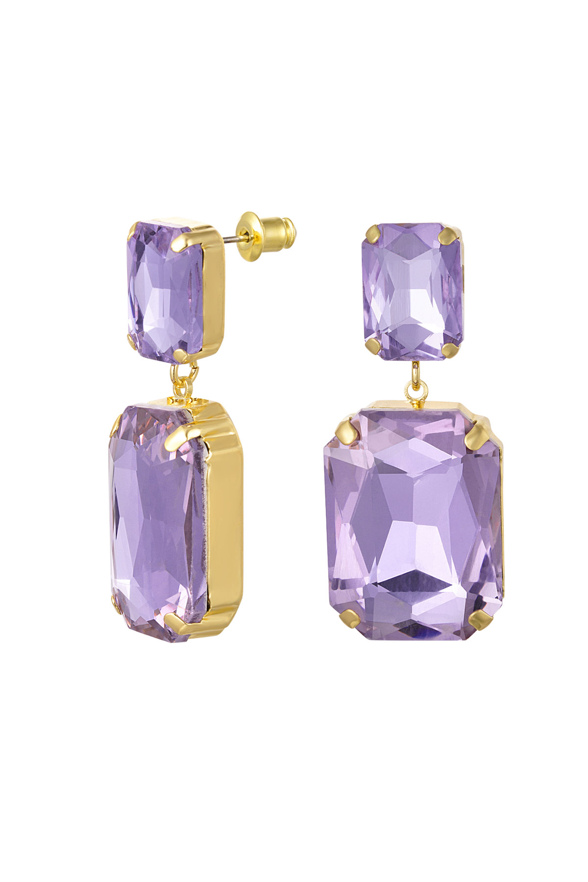 Pendientes 2 perlas de vidrio - violeta Perlas de vidrio