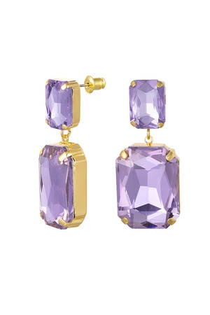 Boucles d'oreilles 2 perles de verre - Perles de verre violet h5 