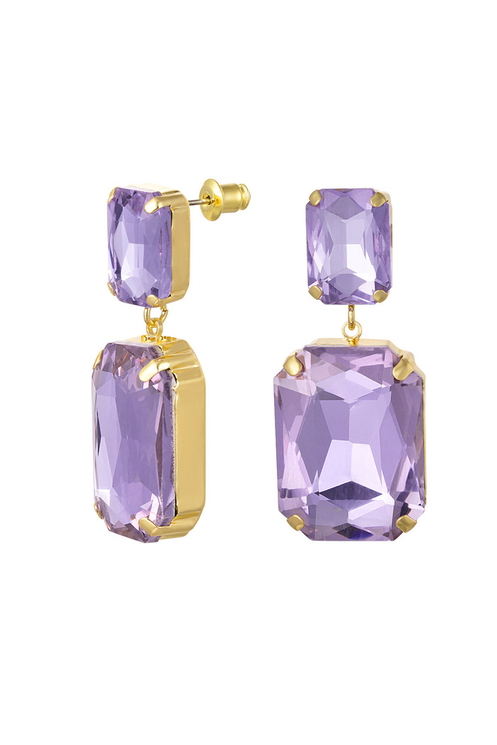 Boucles d'oreilles 2 perles de verre - Perles de verre violet 