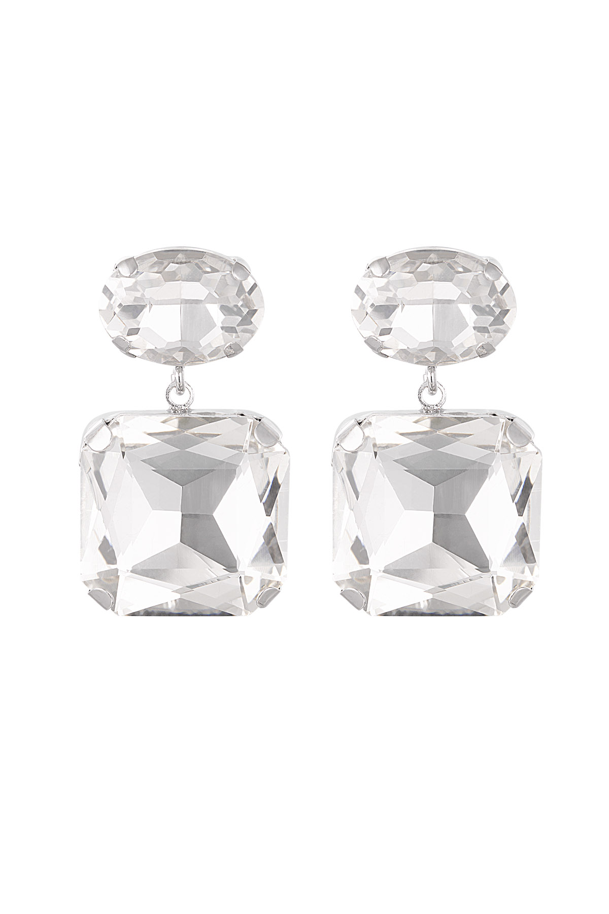Orecchini perle di vetro quadrate/tonde - argento Perle di vetro 