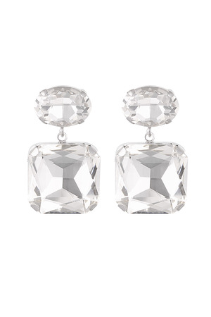 Pendientes perlas de vidrio cuadradas/redondas - plata Perlas de vidrio h5 