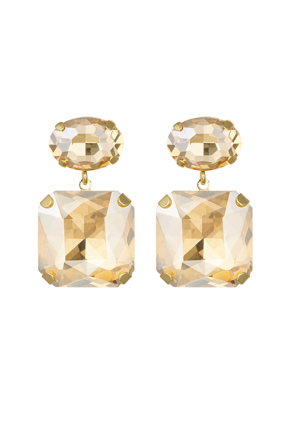 Boucles d'oreilles perles de verre carrées/rondes - perles de verre dorées h5 