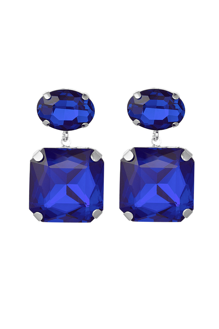 Oorbellen glaskralen vierkant/rond - blauw Glaskralen 