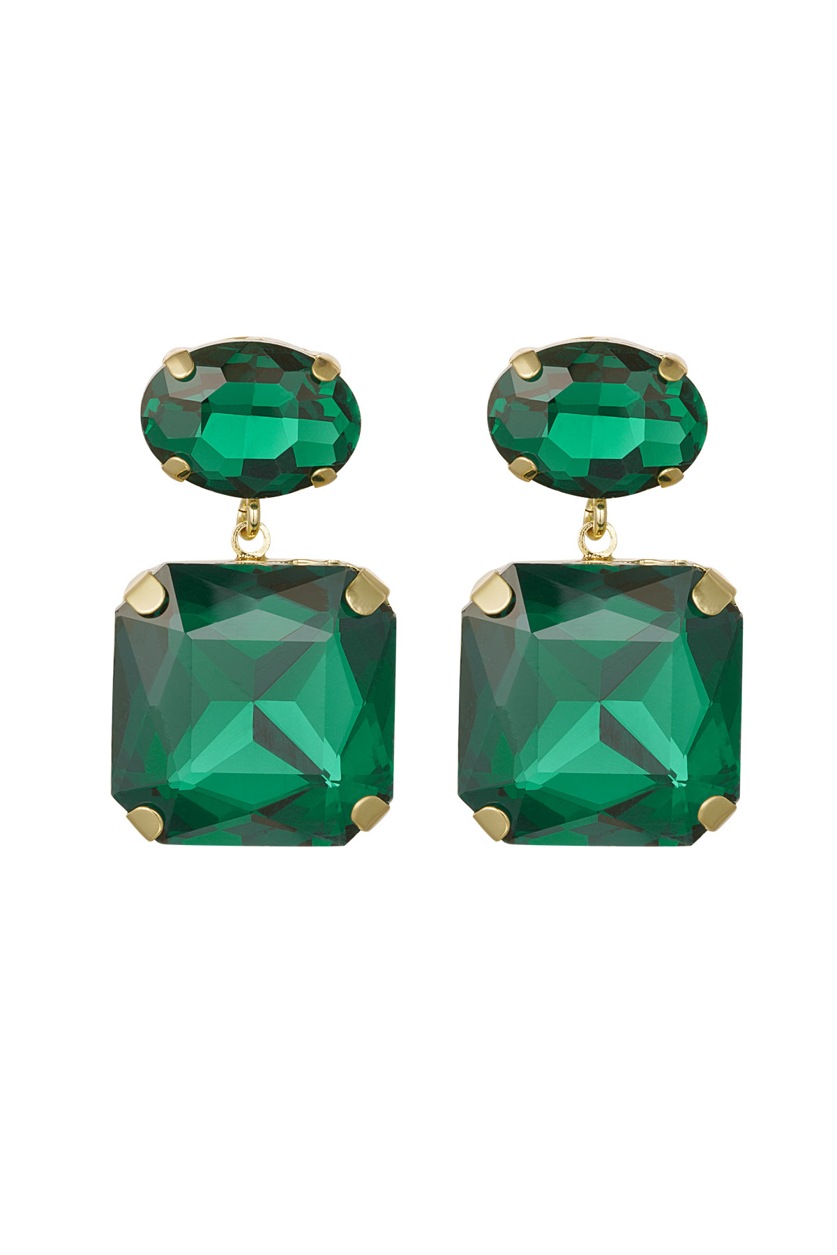 Pendientes perlas de vidrio cuadradas/redondas - verde Perlas de vidrio