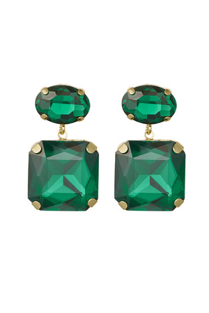 Earrings glass beads square/round - green Glass beads h5 