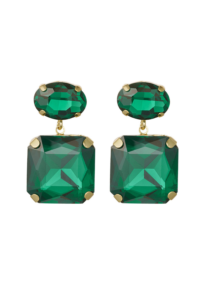 Earrings glass beads square/round - green Glass beads 