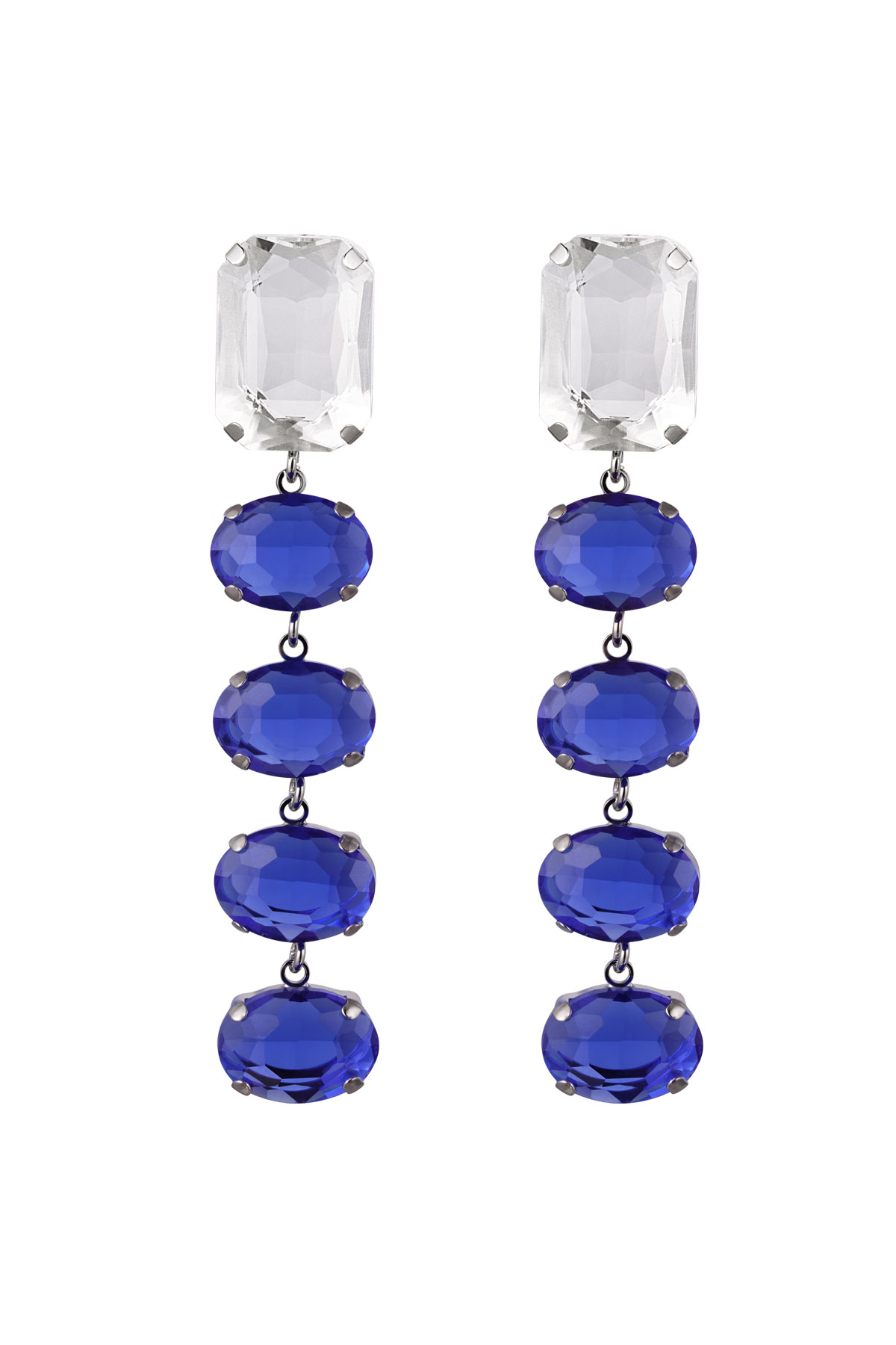 Earrings glass beads party - blue & silver Copper h5 