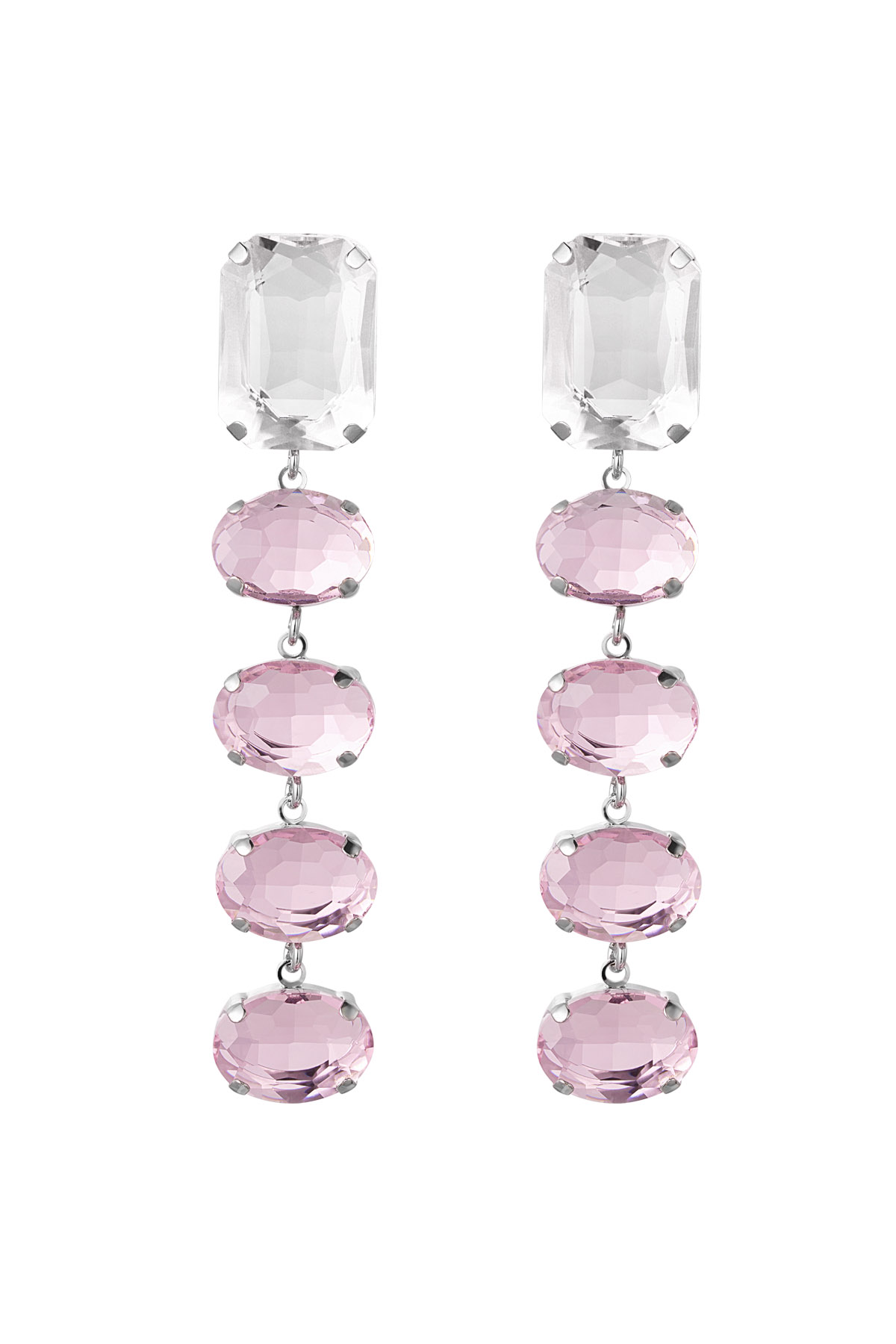 Earrings glass beads party - pink &amp; silver Copper