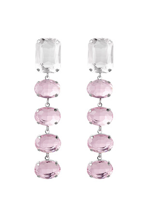 Oorbellen glaskralen party - roze & zilver Koper h5 