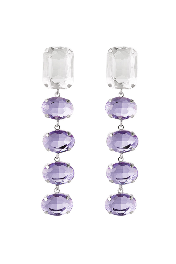 Earrings glass beads party - purple Copper 