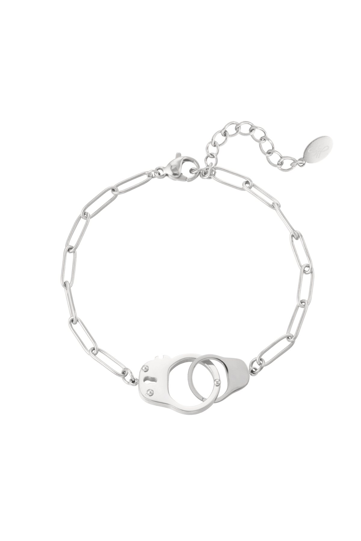Crocheted link bracelet - silver h5 
