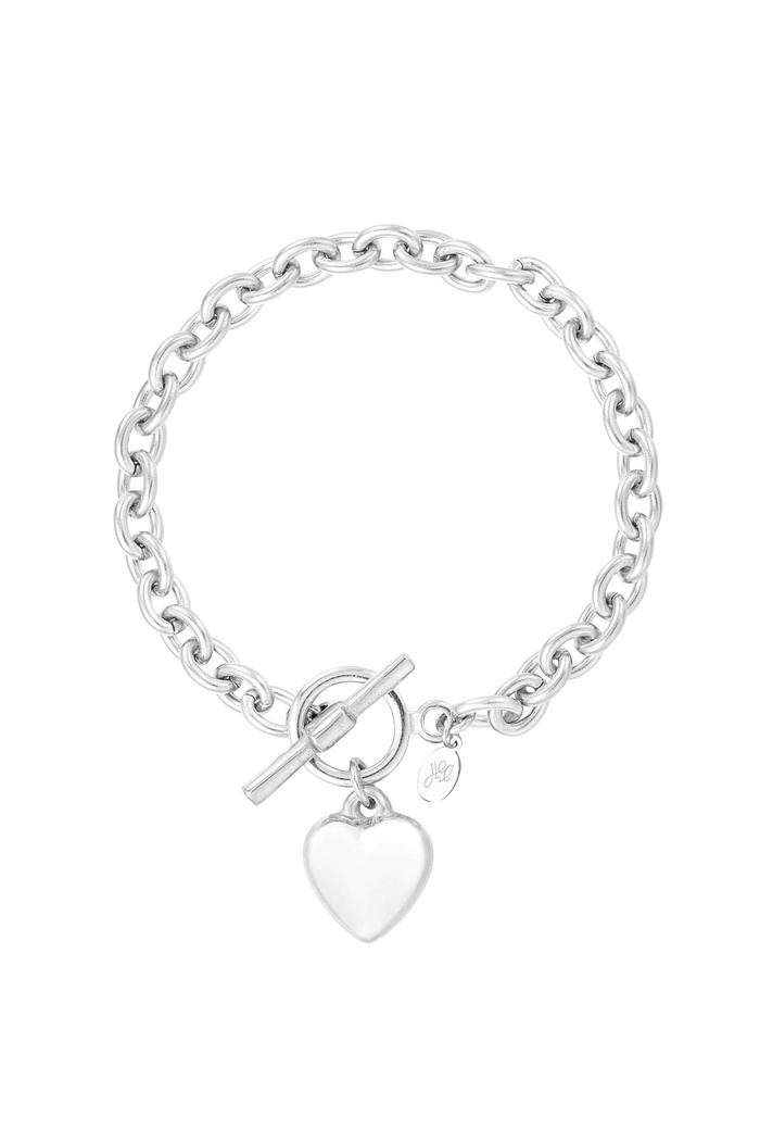 Link bracelet with heart - silver 