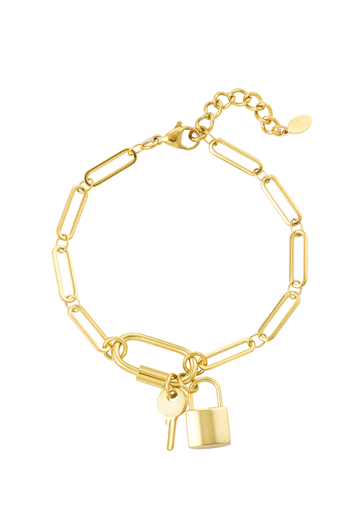 Bracelet links key &amp; lock - gold
