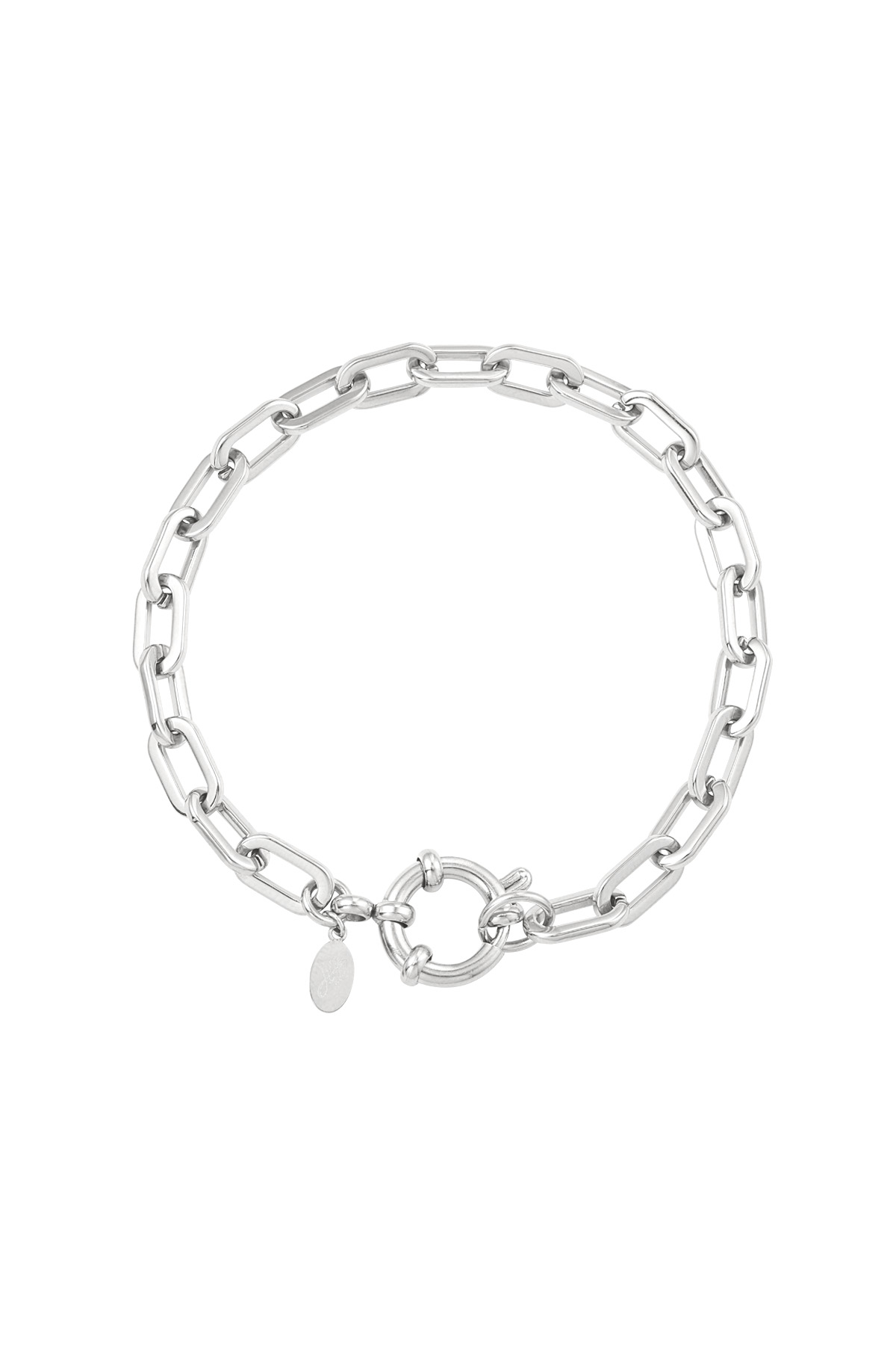 Link bracelet round closure - silver