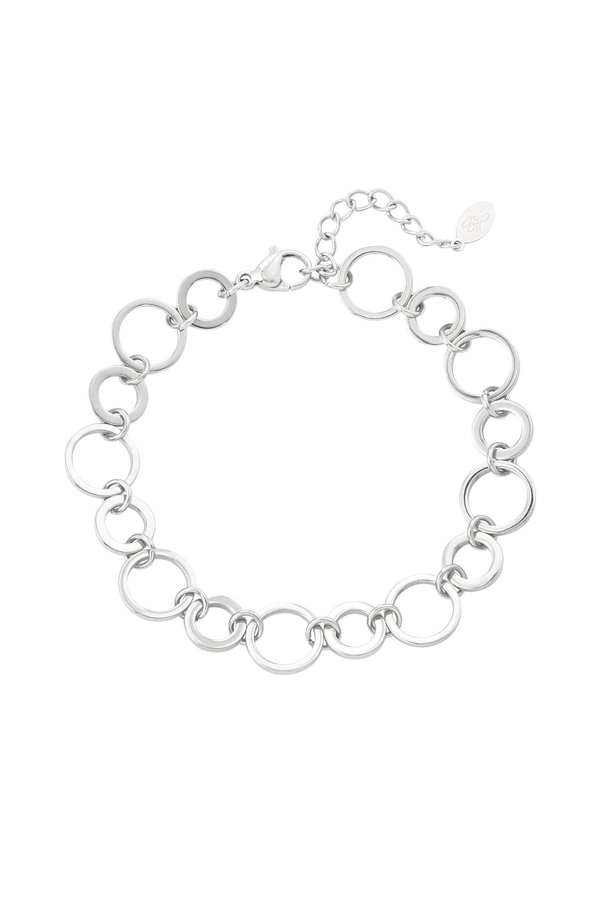 Bracelet small and large links round - silver