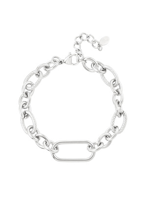 Link bracelet rectangular detail - silver h5 