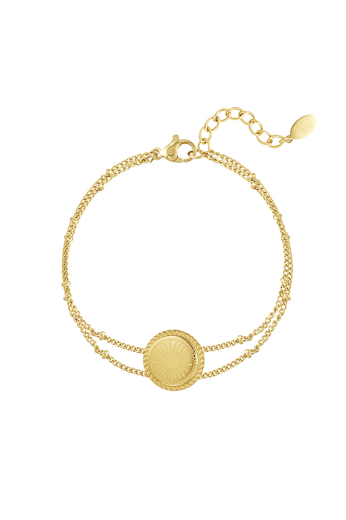 Double link bracelet with coin - gold 