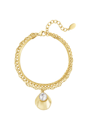 Double link bracelet with stone - gold h5 