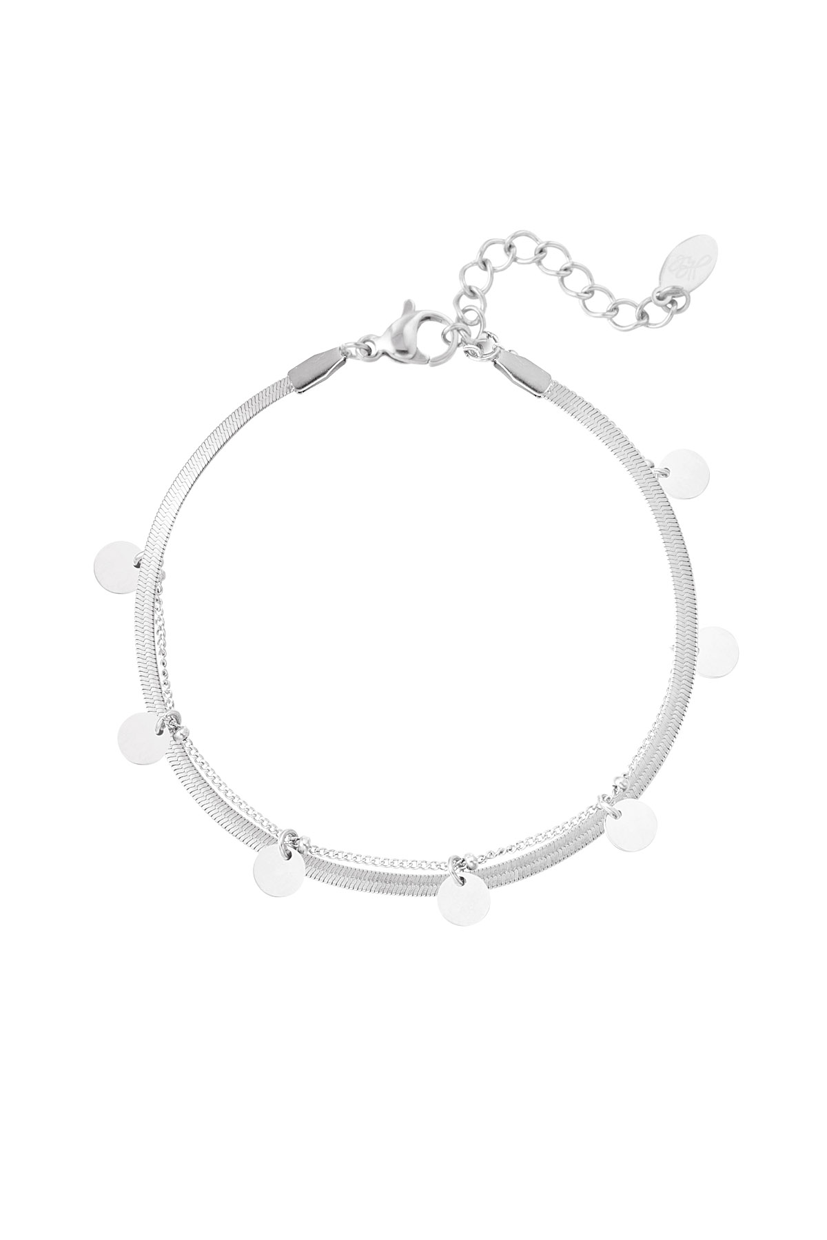 Pulsera círculos de doble capa - plata h5 