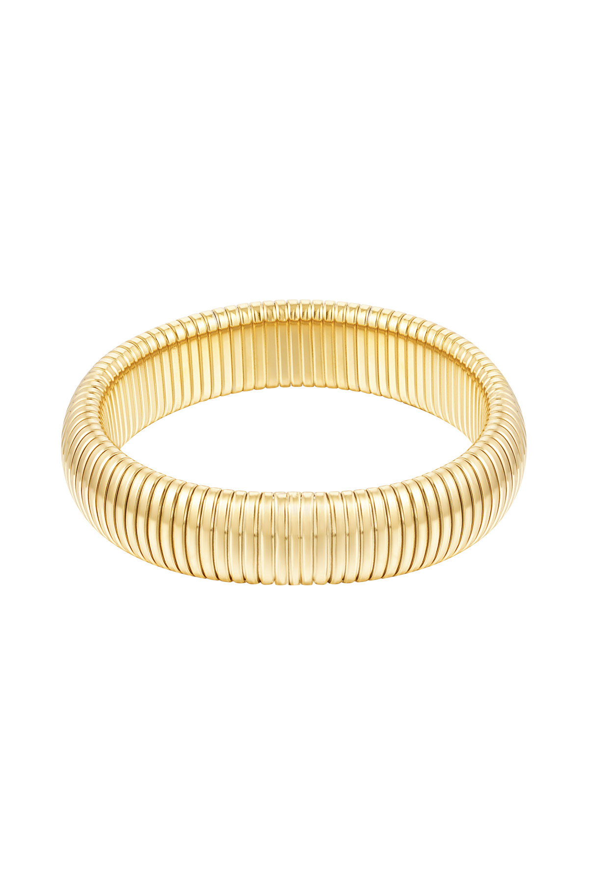 Bracelet ribbed wide - Gold color