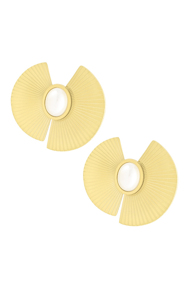 Earrings half circles with pearl - gold