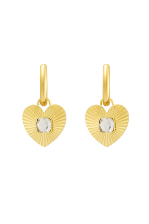Earrings heart with stone - gold/white h5 