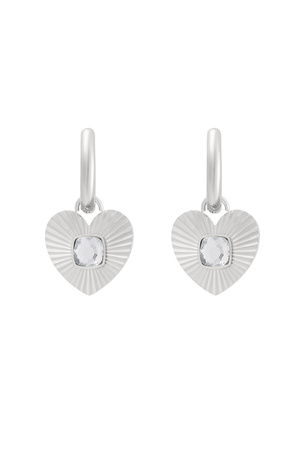 Ohrringe Herz mit Stein - Silber/Weiß h5 