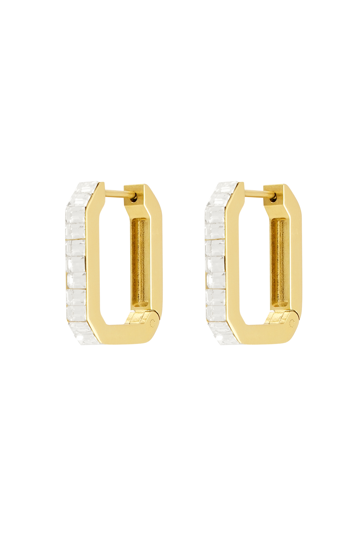 Earrings elongated stones - gold/white