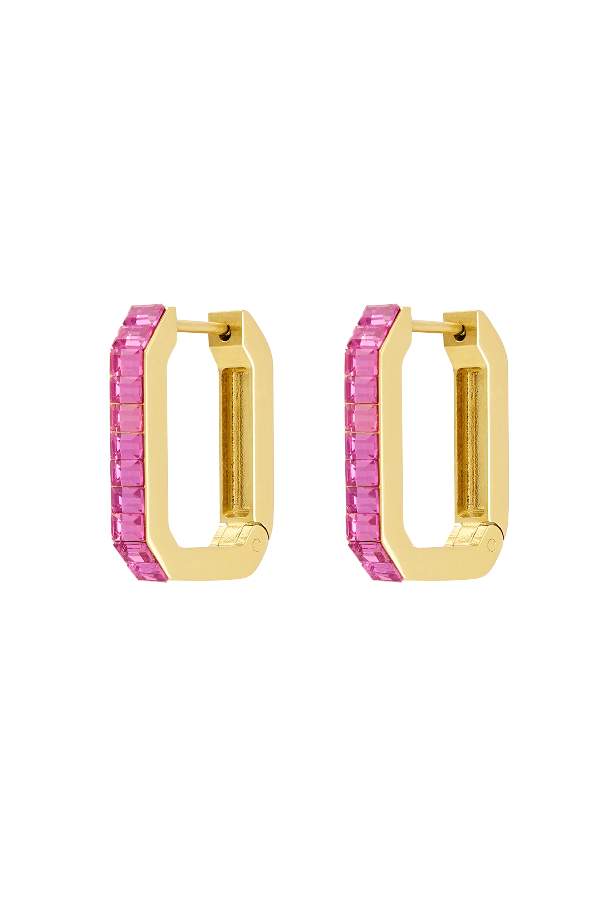 Earrings elongated stones - gold/pink h5 