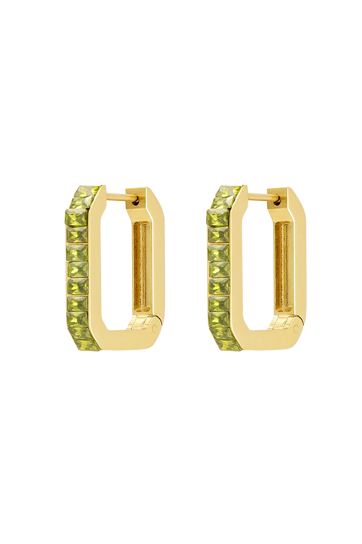 Ohrringe längliche Steine - Gold/Grün