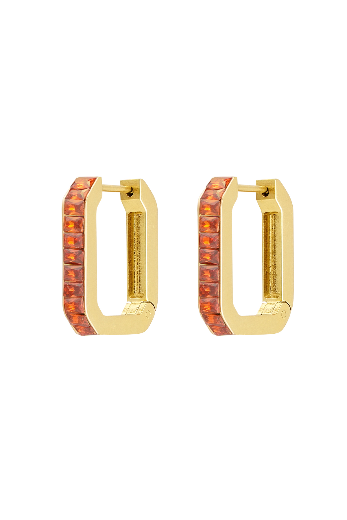 Earrings elongated stones - gold/orange 