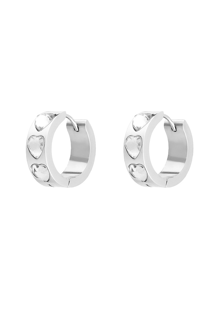 Earrings hearts stones - silver/white 