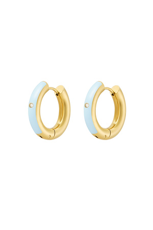 Creoles colored with stone - gold/blue h5 