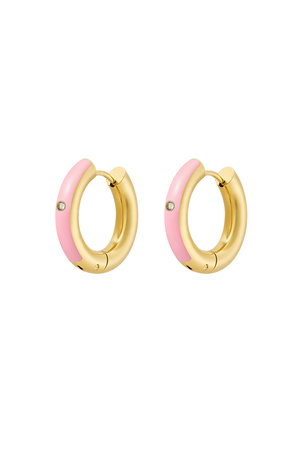 Creoles colored with stone - gold/pink h5 