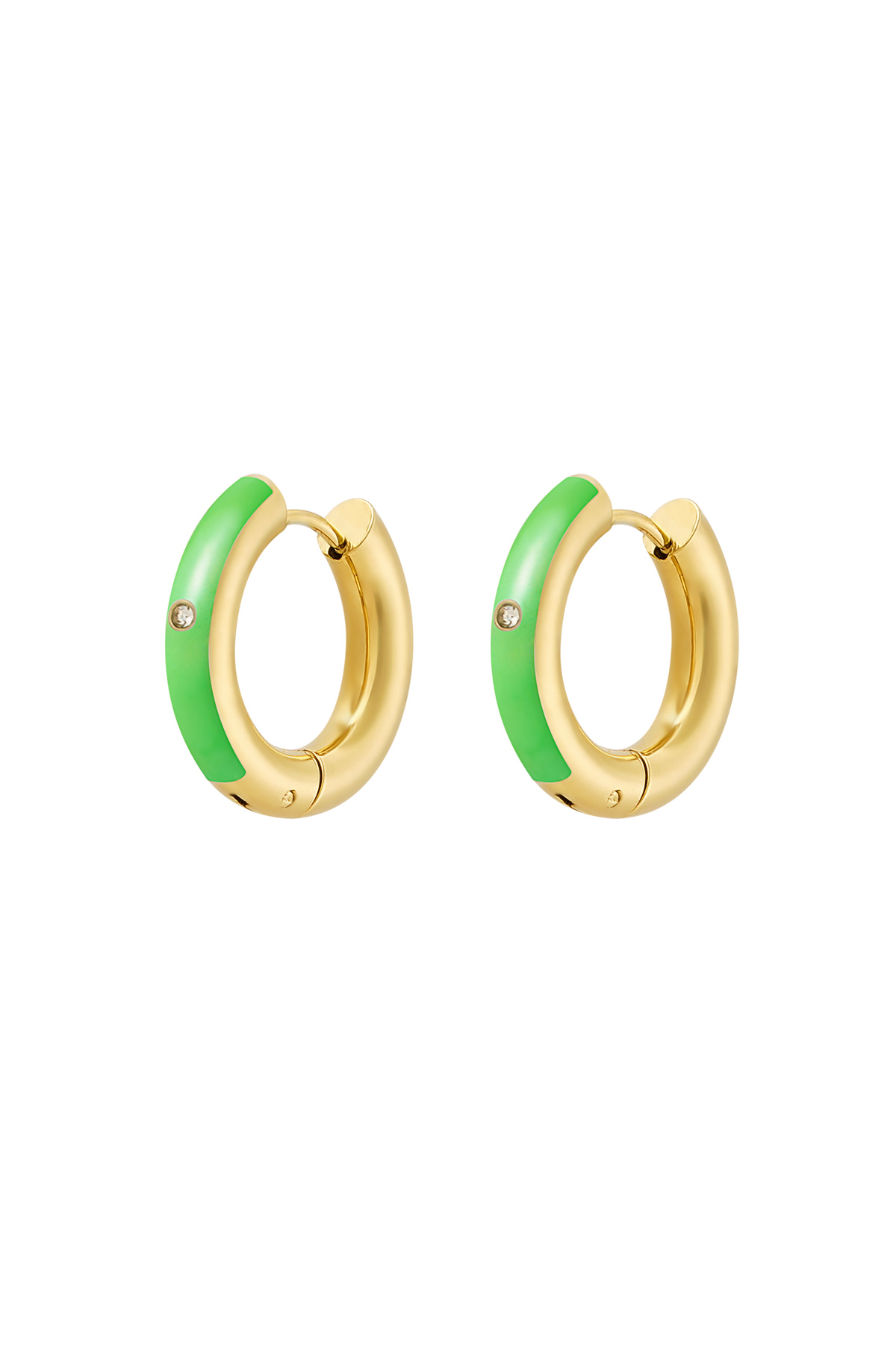 Creoles colored with stone - Gold color/green 2