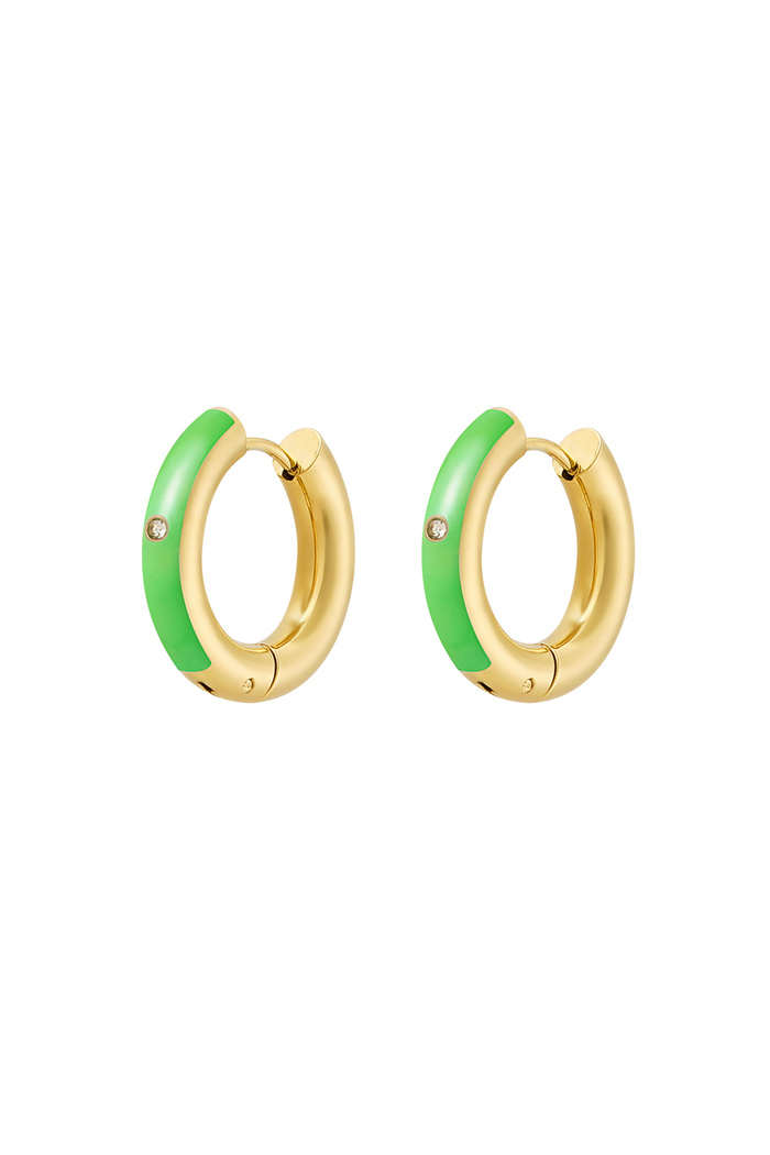 Creoles colored with stone - gold/green 