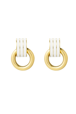 Earring double layer white - gold h5 