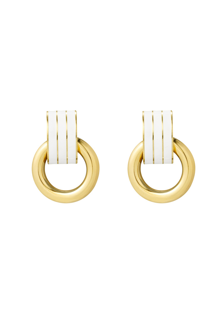 Earring double layer white - gold 