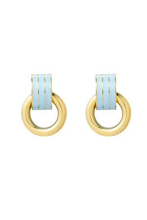 Earring double layer blue - gold h5 