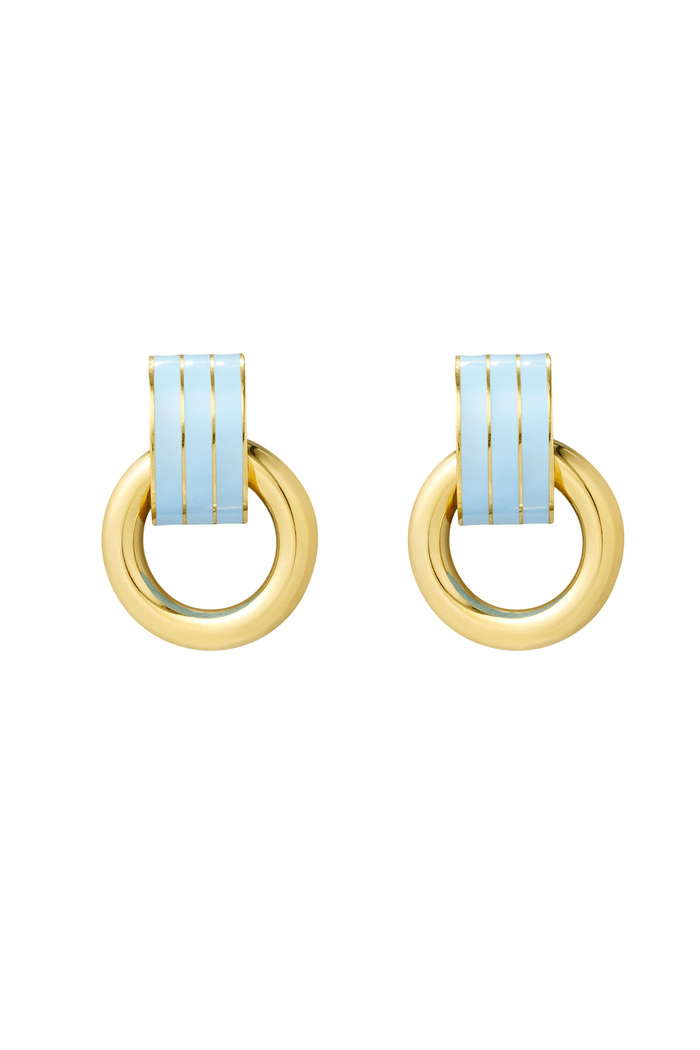 Earring double layer blue - gold 