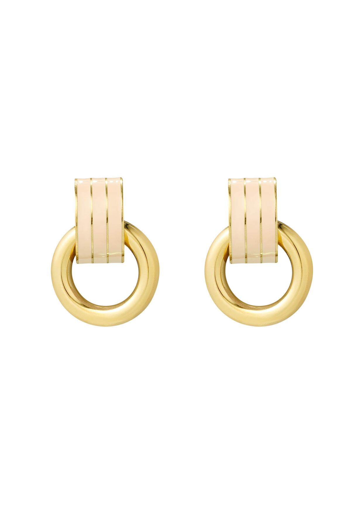 Ohrring doppelschichtig beige - gold