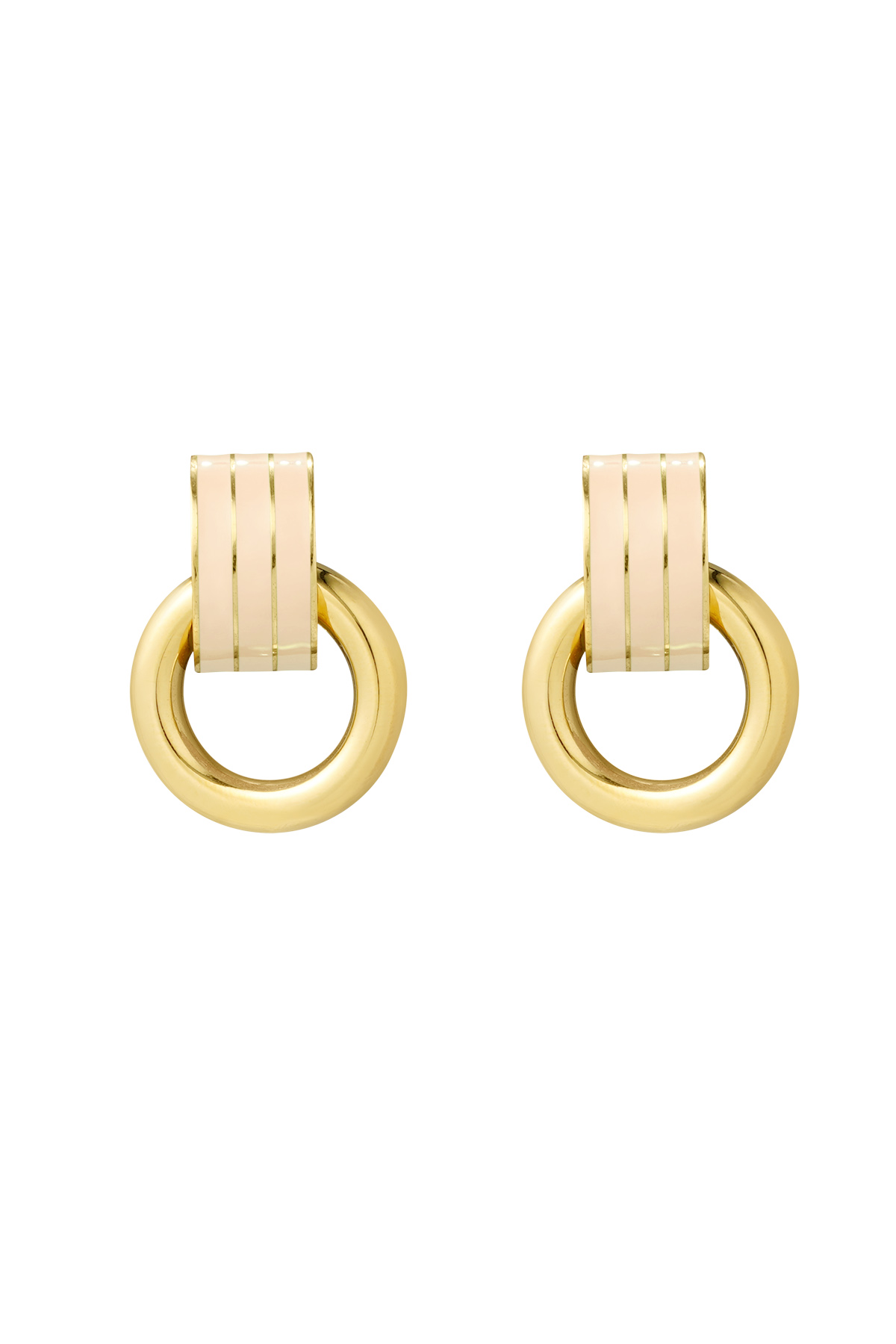 Earring double layer beige - gold h5 