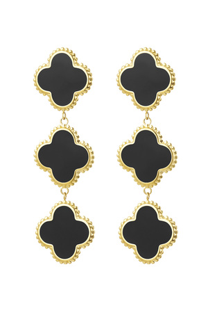 Earrings 3 clovers - black Stainless Steel h5 