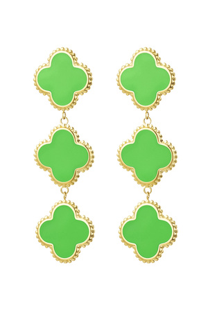 Ohrringe 3 Kleeblätter - grüner Edelstahl h5 