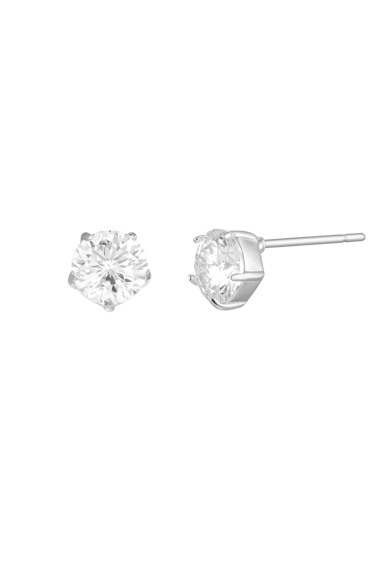 Ear studs round stone - silver h5 