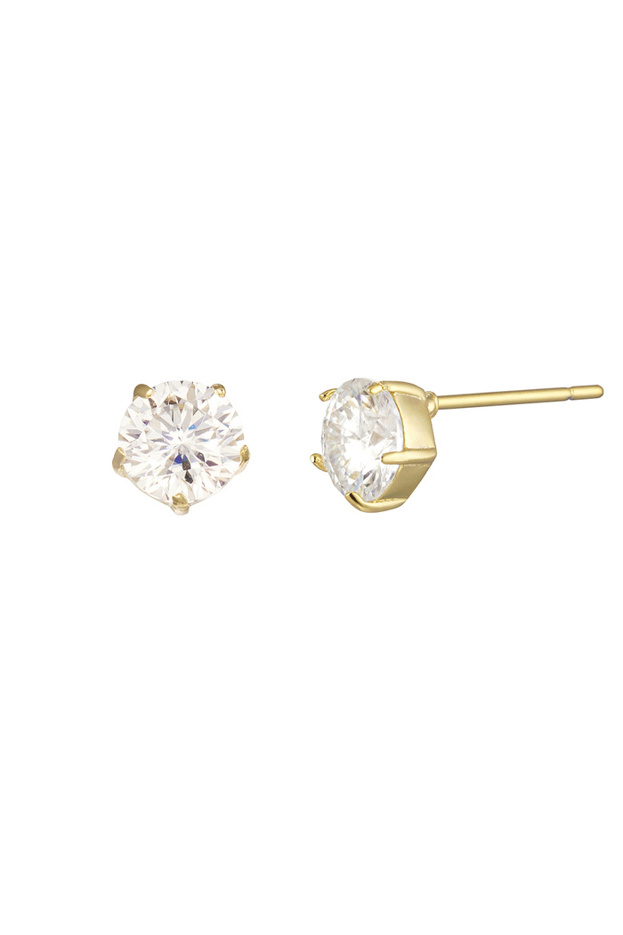 Ear studs round stone - gold 