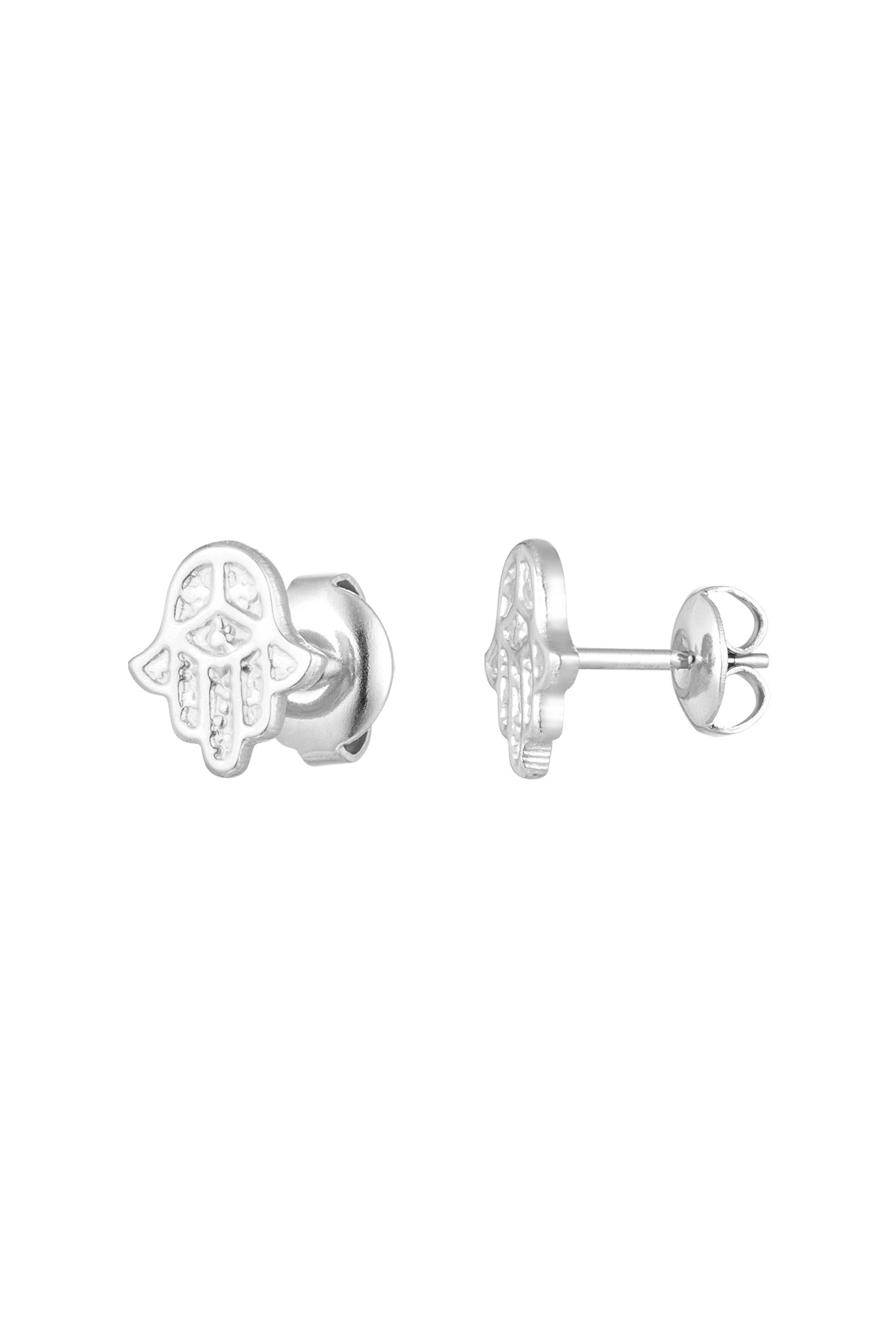 Ear studs hand - Silver Color color