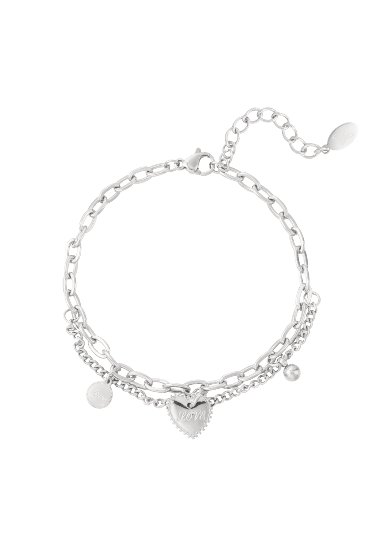 Schakelarmband dubbel love - zilver h5 